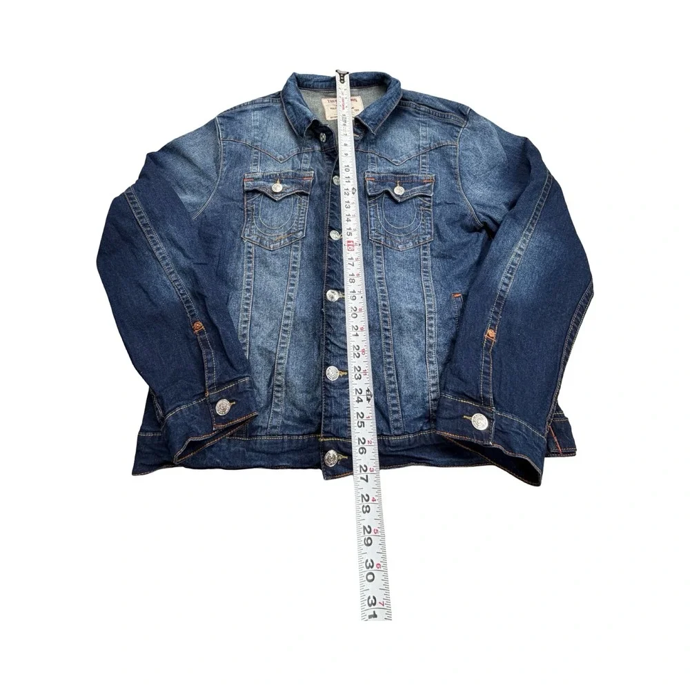 True Religion Jimmy Jacket Mens 2XL Blue Denim Trucker Western Workwear
